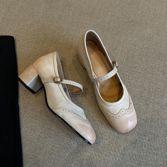 Damen elegante Mary Janes mit modischem Riemen und hochwertiger Ledersohle