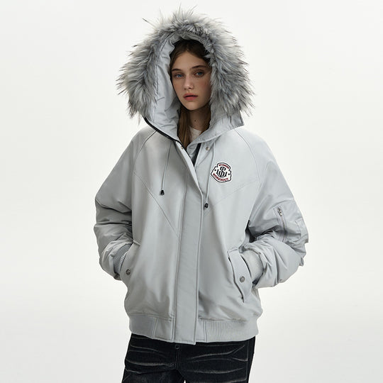 Damen nan oversized Thermo-Parka mit voluminöser Kapuze, abnehmbarer Webpelzblende und Rippbündchen Shop Nory