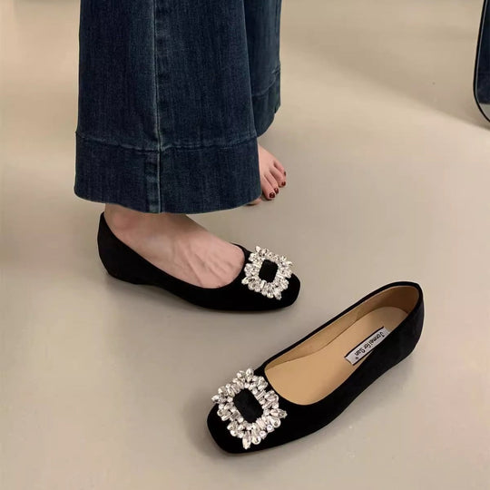Damen raffinierte Ballerinas mit funkelndem Schmuckdetail und flexiblem Fußbett