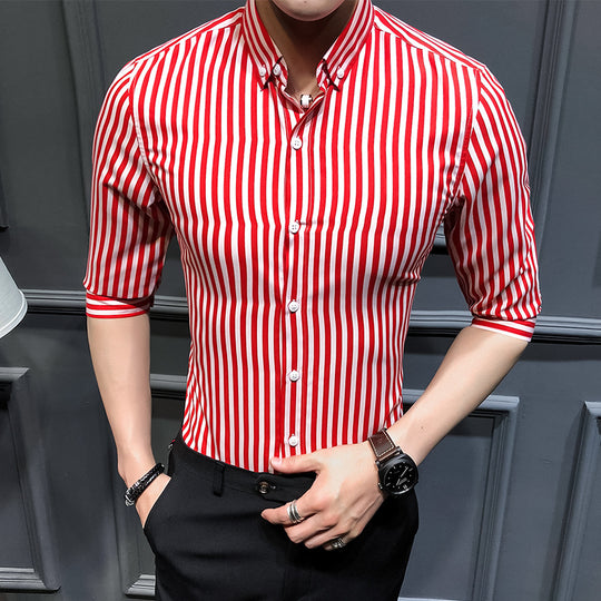 Herren gestreiftes Businesshemd mit Button-Down-Kragen und taillierter Silhouette Shop Nory