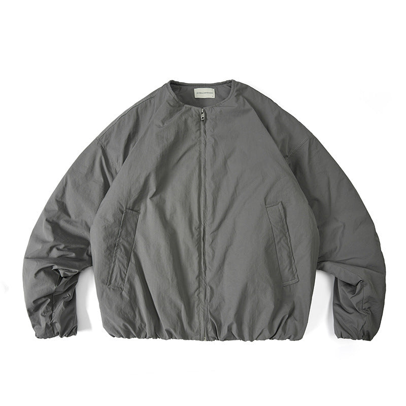 Unisex Leichte Boxy-Übergangsjacke ohne Kragen mit durchgehendem Reißverschluss und elastischem Saum Shop Nory