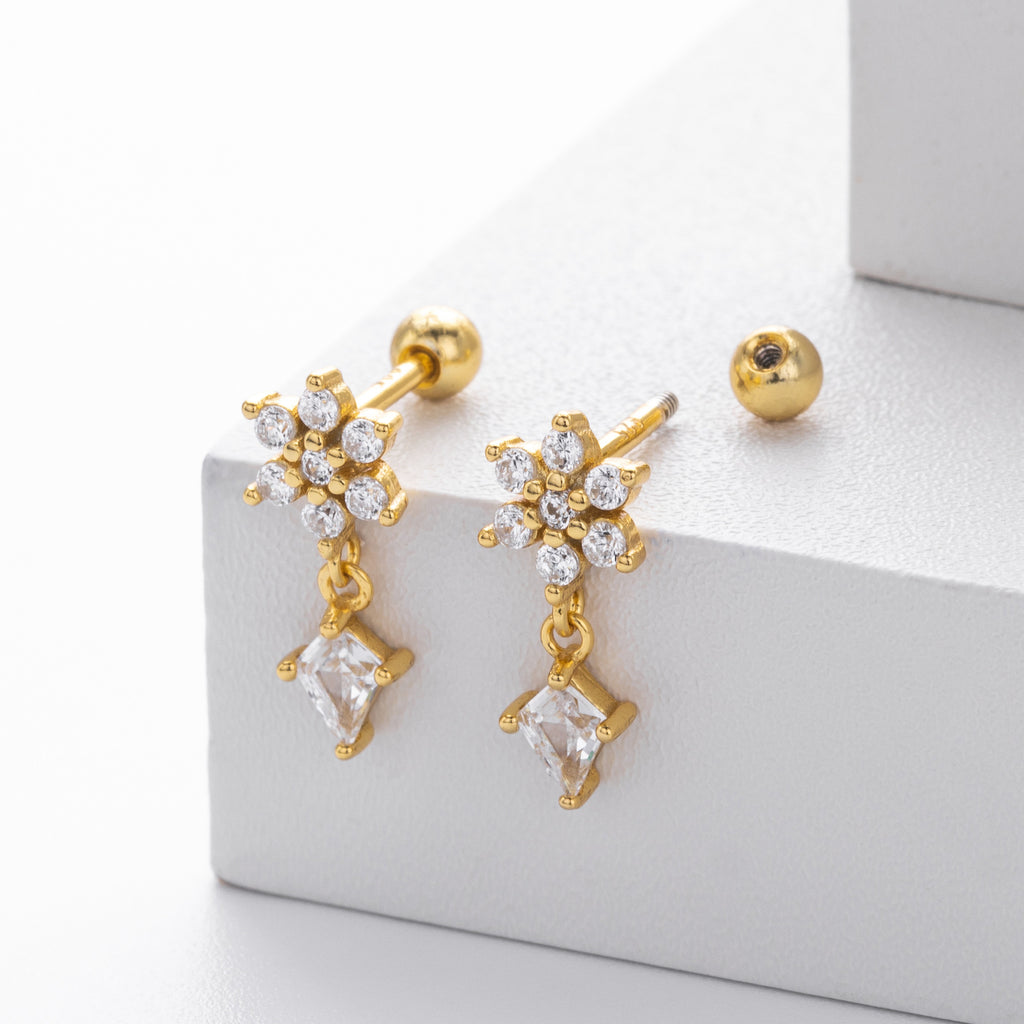 Damen Ohrhänger mit funkelnden Zirkon-Anhängern aus 925 Sterling Silber Shop Nory