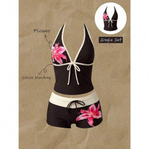 Damen Tankini mit modischem Punktmuster und verstellbarem Halter