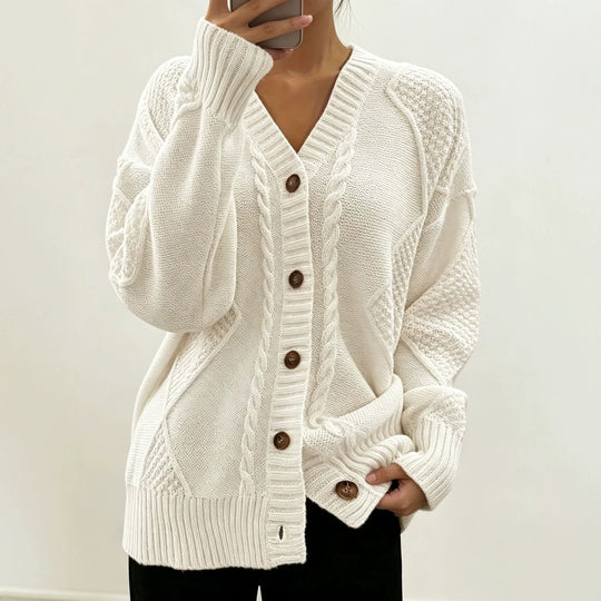 Damen Oversize Strickcardigan mit Zopf- und Strukturdetails Shop Nory