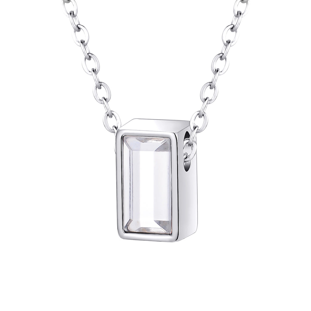 Damen Halskette mit elegantem rechteckigem Anhänger und funkelndem Stein Shop Nory