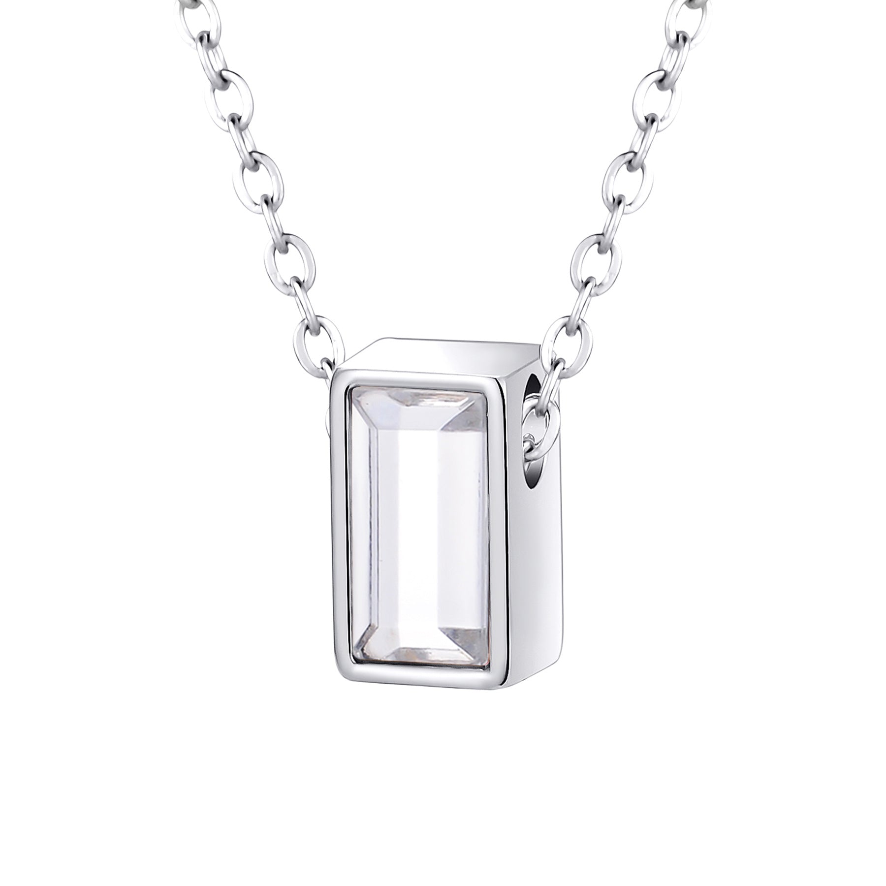 Damen Halskette mit elegantem rechteckigem Anhänger und funkelndem Stein Shop Nory