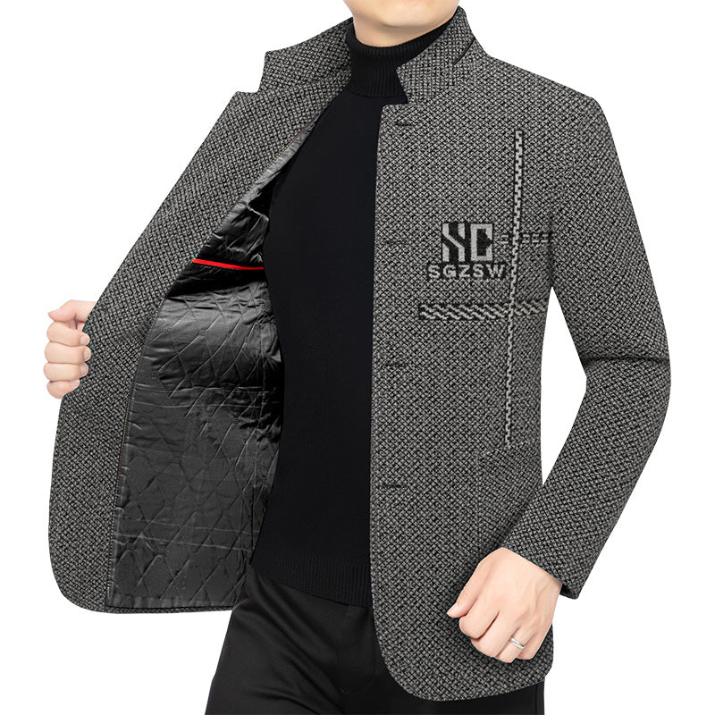 Herren Gefüttertes City-Sakko mit Stehkragen und luxuriösem Teddy-Innenfutter Shop Nory