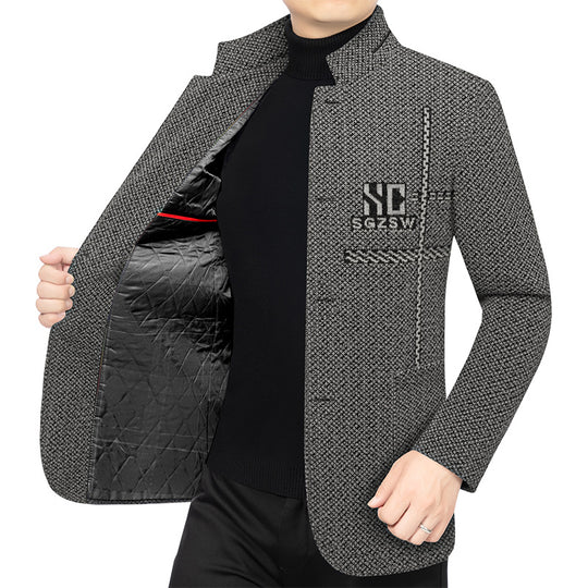 Herren Sakko-Cardigan mit wärmender Teddyfutter und Stehkragen Shop Nory