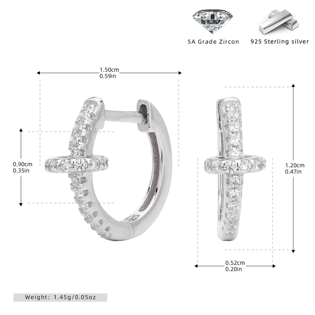 Damen Creolenohrringe mit luxuriösem Zirkonbesatz aus 925 Sterling Silber Shop Nory