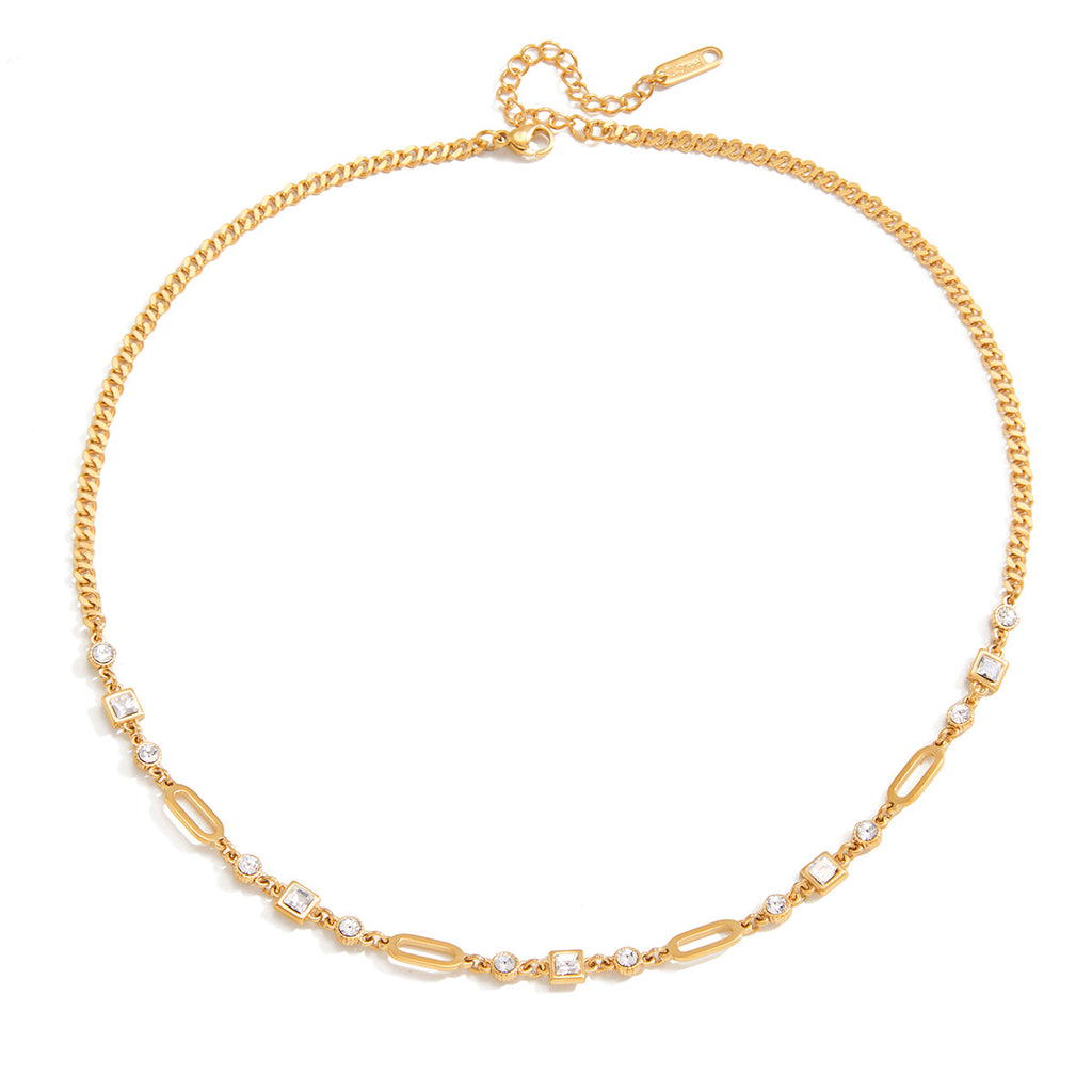 Damen elegante Halskette mit funkelnden Zirkonia-Elementen aus hypoallergenem Edelstahl Shop Nory