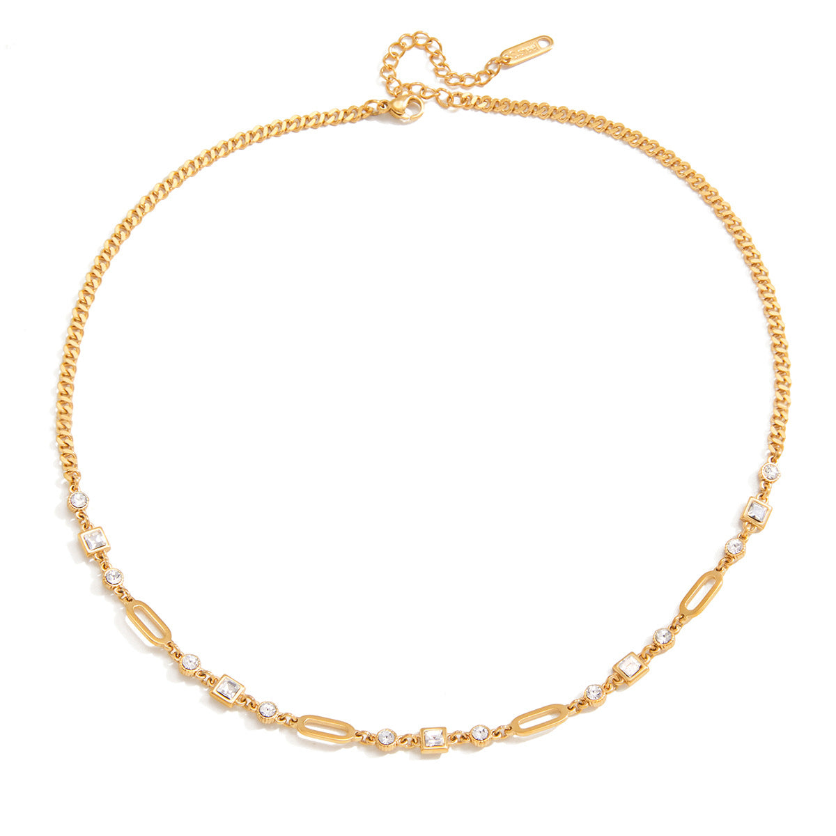 Damen elegante Halskette mit funkelnden Zirkonia-Elementen aus hypoallergenem Edelstahl Shop Nory