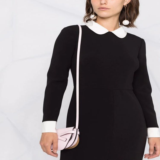Damen Midikleid mit Peter-Pan-Kragen, tailliertem Schnitt und langen Ärmeln Shop Nory