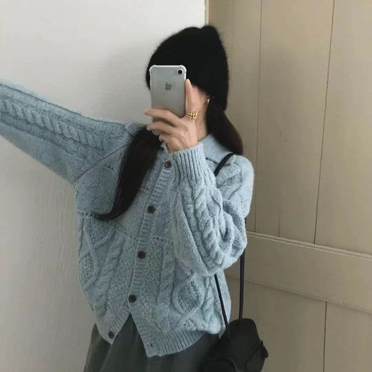 Damen Strickjacke mit Zopfmuster Shop Nory