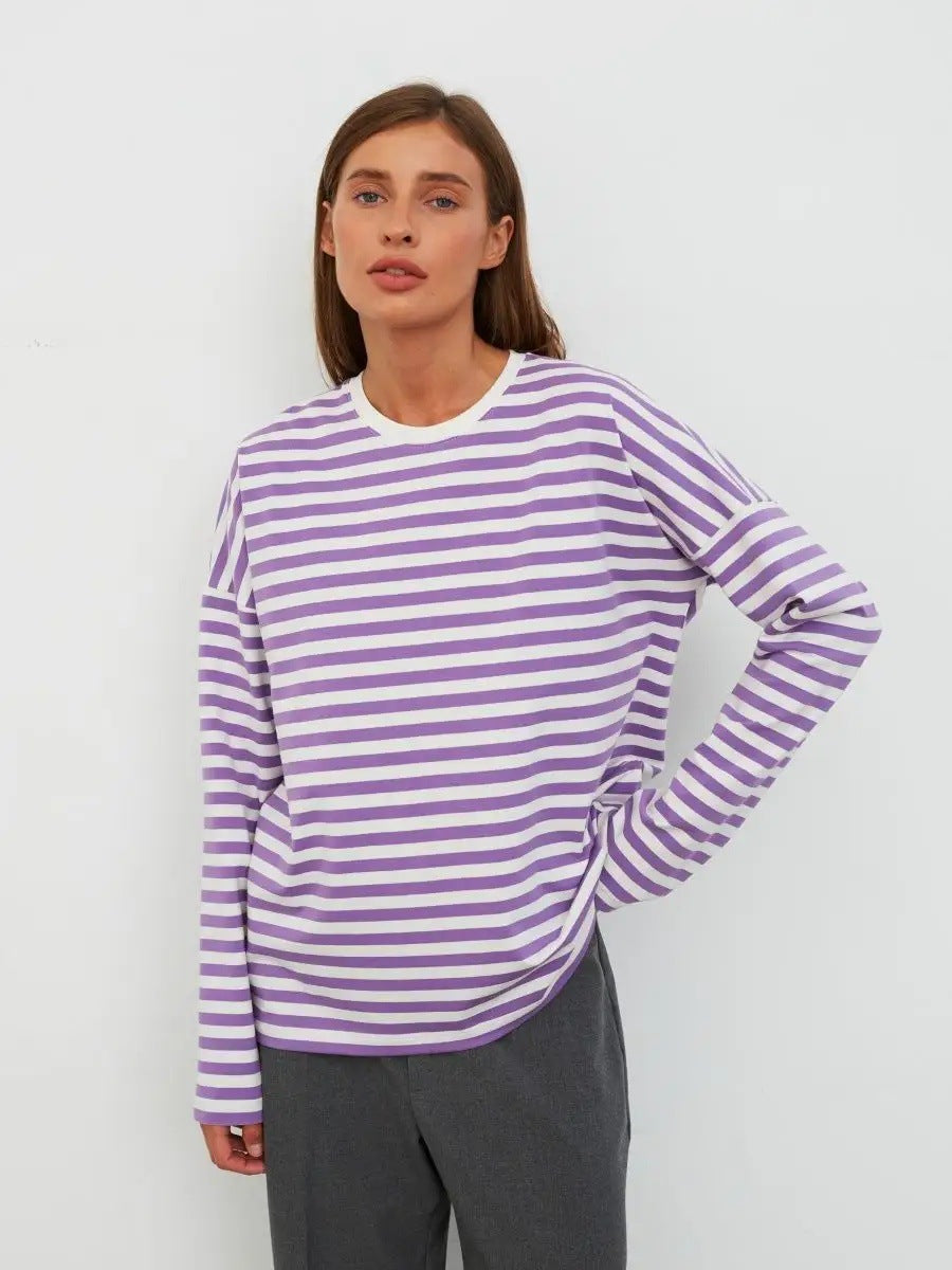 Damen Lässiges gestreiftes Langarmshirt Shop Nory