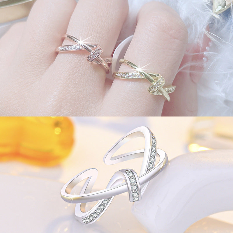Damen Offener Ring mit kunstvollem Zirkonia-Besatz Shop Nory