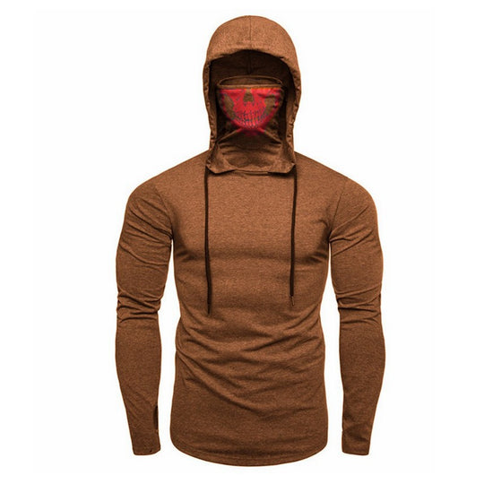Herren Slim-Fit Kapuzenpullover mit integrierter Totenkopf-Gesichtsmaske Shop Nory
