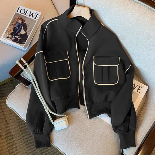 Damen Modische Cropped-Jacke mit Taschen Shop Nory