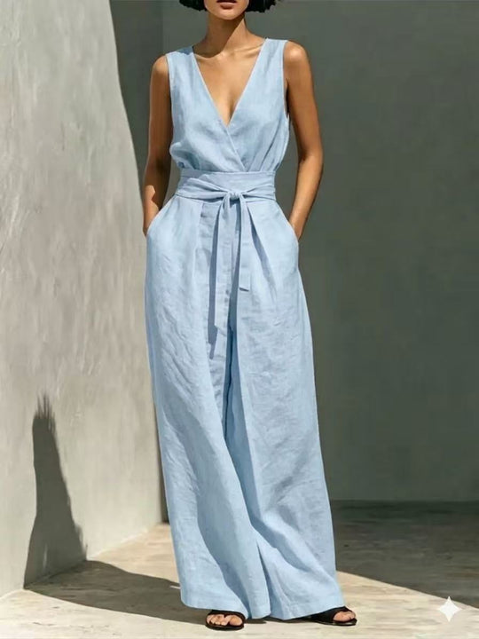 Damen Jumpsuit Spitze V-Ausschnitt