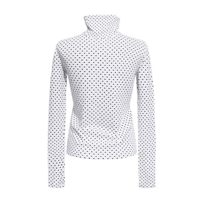Damen Rollkragen-Feinstrickshirt mit Punktmuster und elastischem Jersey Shop Nory