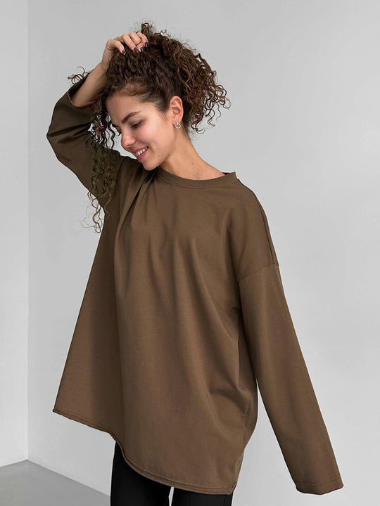Damen Oversize Langarmshirt mit hohem Kragen