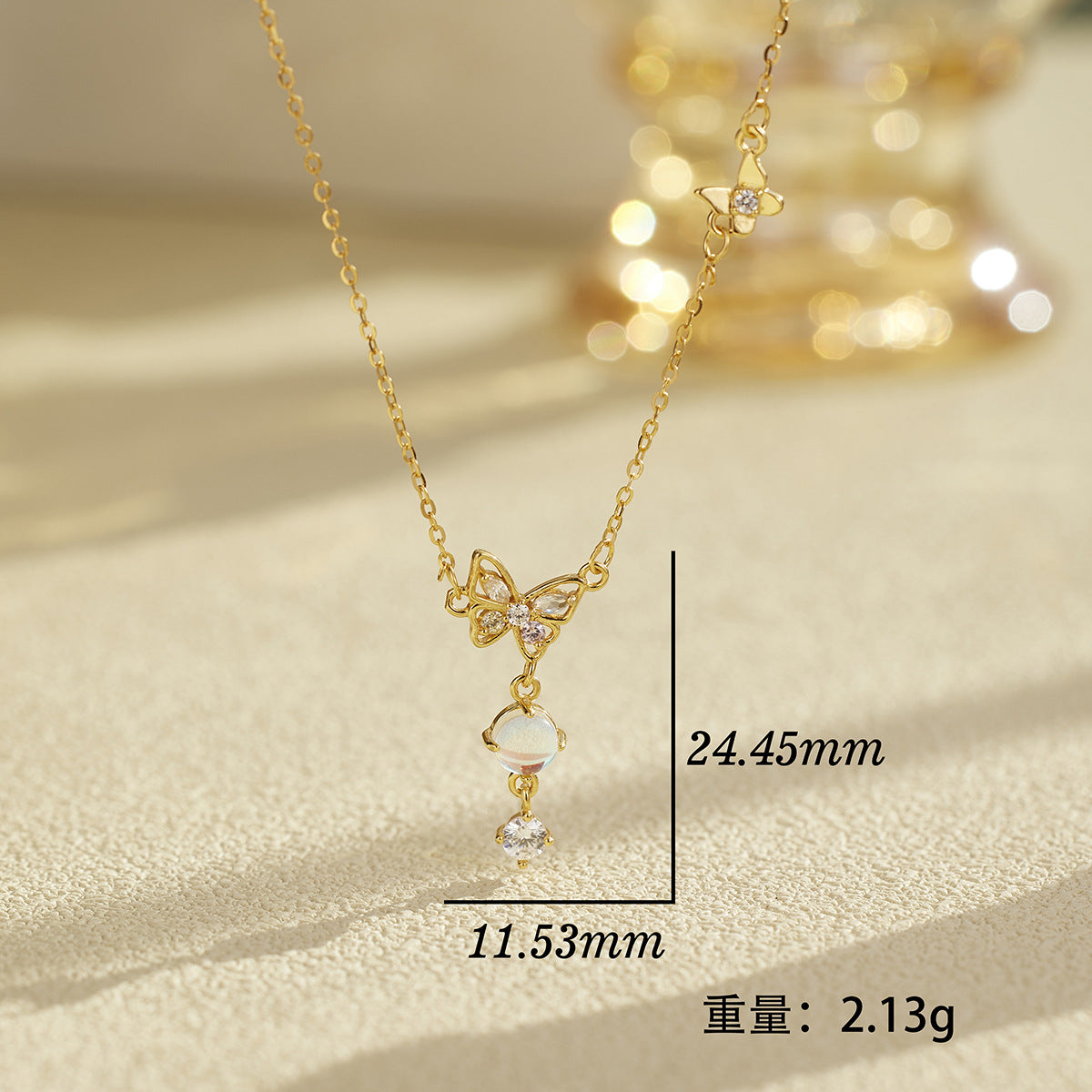 Damen zarte Halskette mit filigranem Schmetterlingsdesign und funkelnden Zirkonia Shop Nory