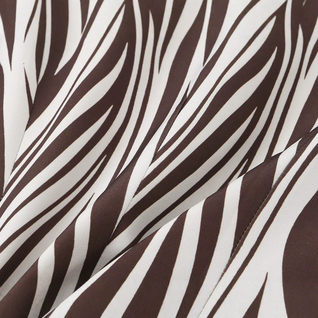 Damen Taillierter Zebra-Print Blazer mit Reverskragen und Pattentaschen Shop Nory