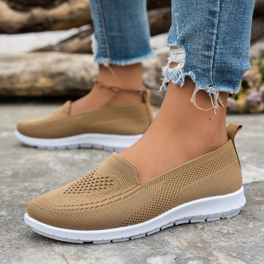 Damen Atmungsaktive Slip-On Freizeitschuhe mit komfortablem Absatz