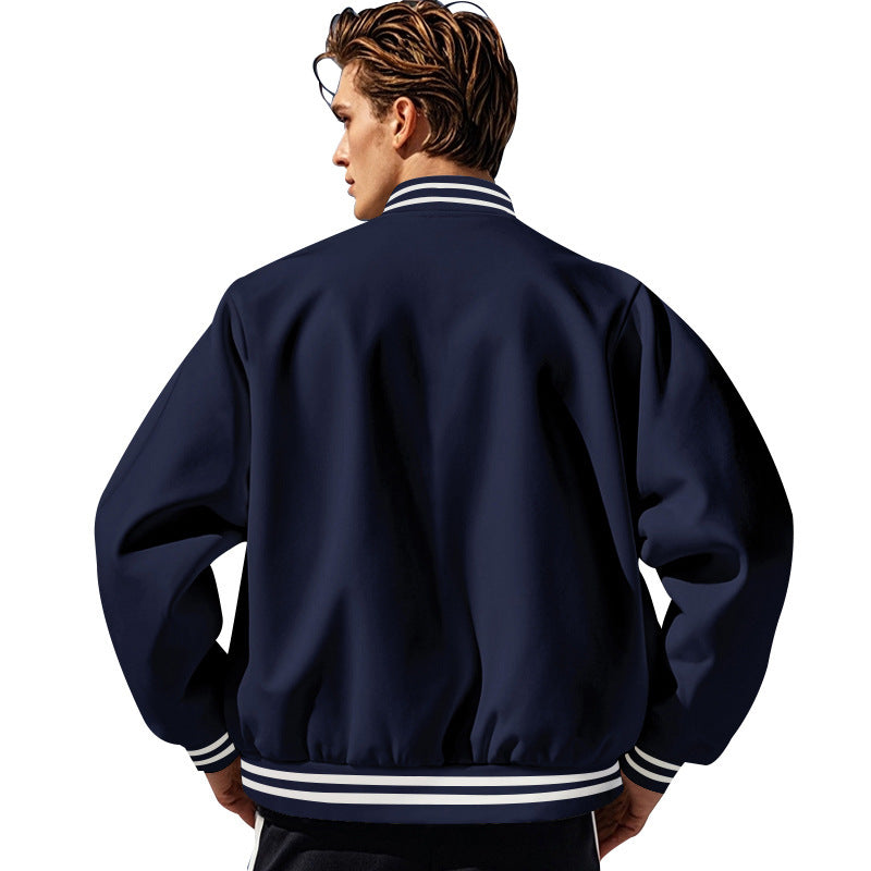 Herren nan klassische College-Baseballjacke mit elastischen Rippbündchen, Druckknopfleiste und aufgesetzten Taschen Shop Nory