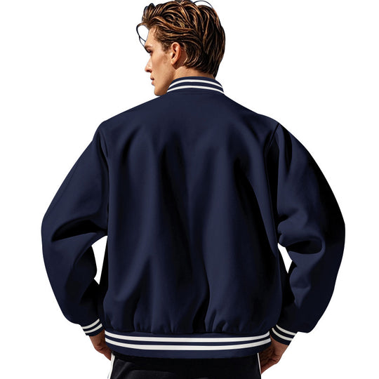 Herren nan klassische College-Baseballjacke mit elastischen Rippbündchen, Druckknopfleiste und aufgesetzten Taschen Shop Nory