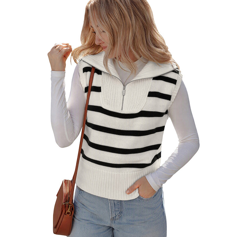 Damen Modisches Streifen-Pullover mit kurzem Schnitt Shop Nory