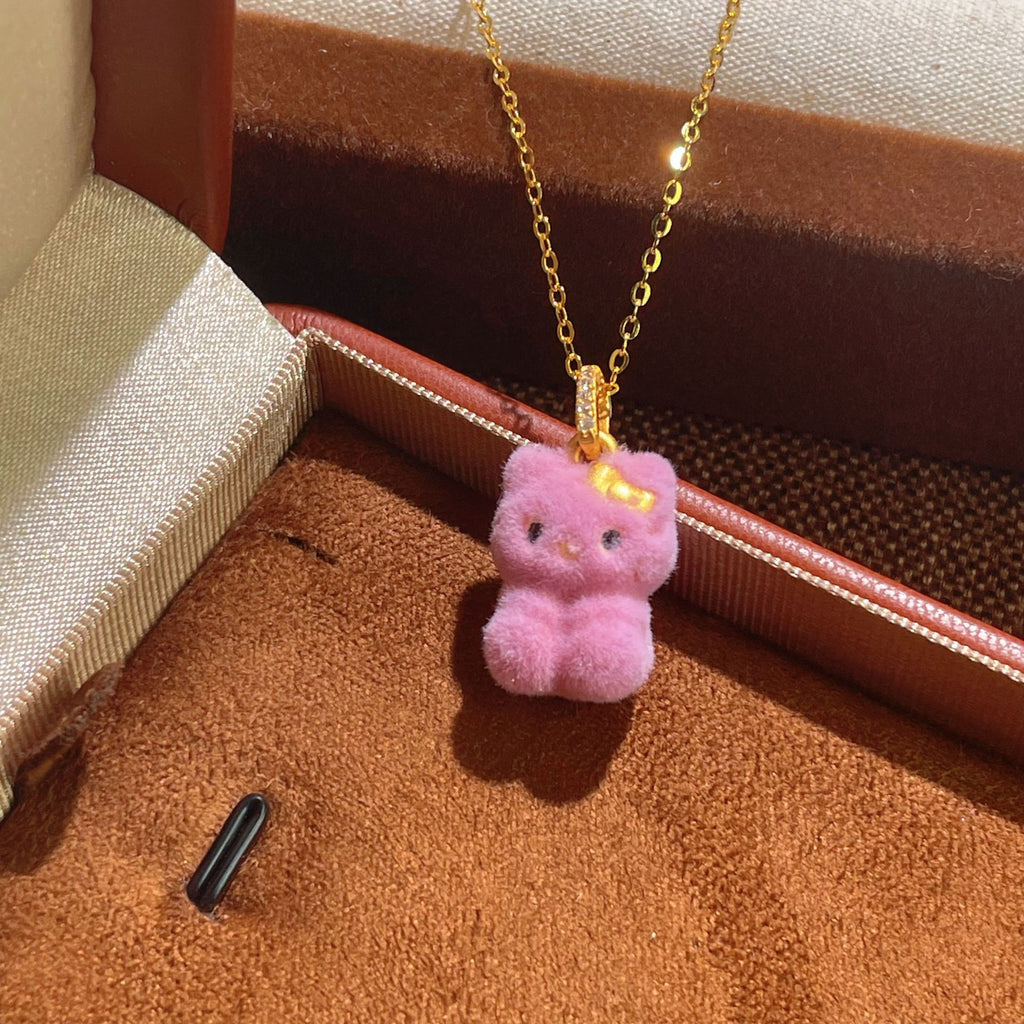 Damen verspielte Halskette mit buntem Teddy-Anhänger Shop Nory
