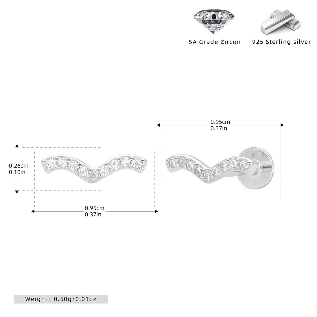 Damen Ohrstecker in modernem Schwungdesign mit funkelnden Zirkonia aus hochwertigem 925 Sterlingsilber Shop Nory