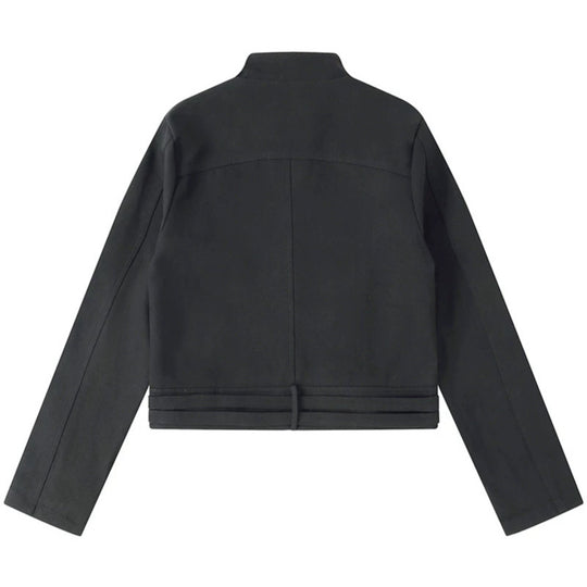 Damen Kurz geschnittene Baumwoll-Utility-Jacke mit Stehkragen Frontreißverschluss und verstellbaren Taillenriemen Shop Nory