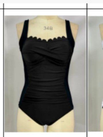 Damen Einteiler Schwimmanzug mit dekorativen Falten Shopnory