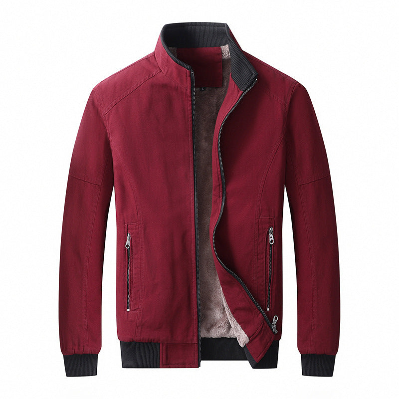 Herren gefütterte Canvas-Bomberjacke mit Teddyfleece-Innenfutter und Stehkragen Shop Nory