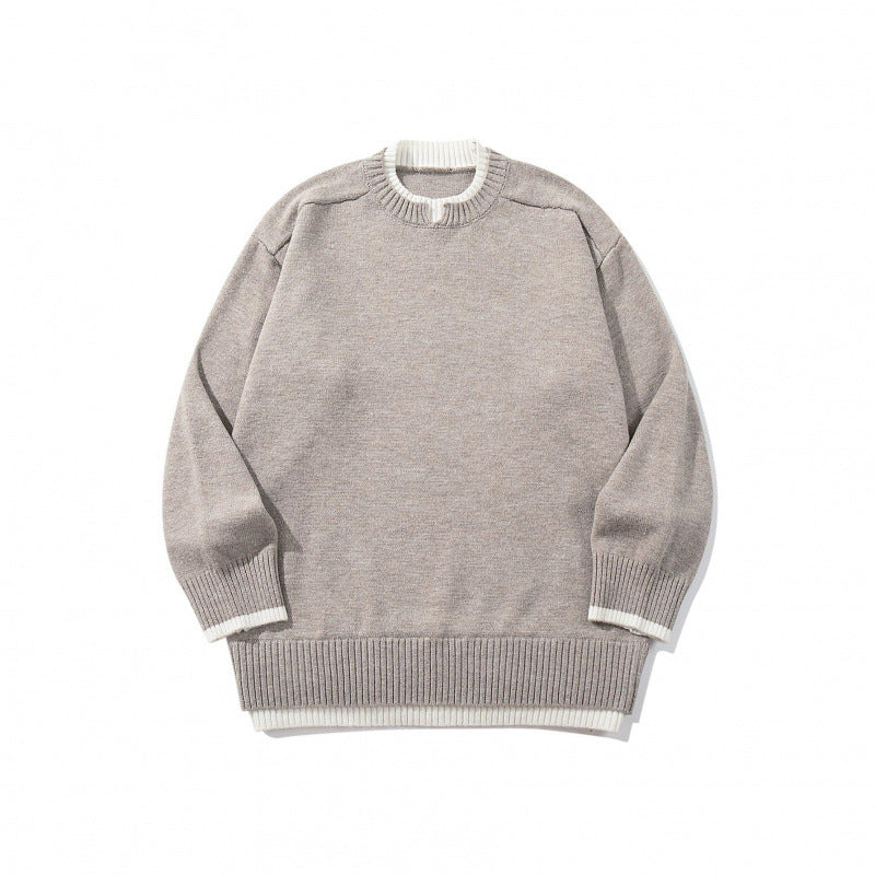 Unisex Relaxed-Fit Feinstrick-Pullover mit Kontrastbündchen und verlängertem Rippenbund Shop Nory