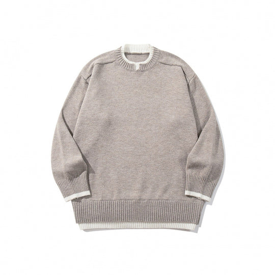 Unisex Relaxed-Fit Feinstrick-Pullover mit Kontrastbündchen und verlängertem Rippenbund Shop Nory