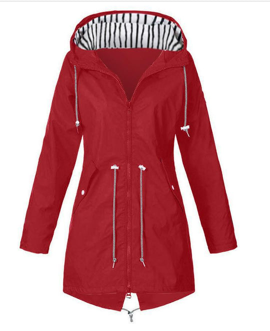 Damen nan taillierte Parka-Jacke mit Kapuze, Kordelzugbund und verdecktem Reißverschluss Shop Nory