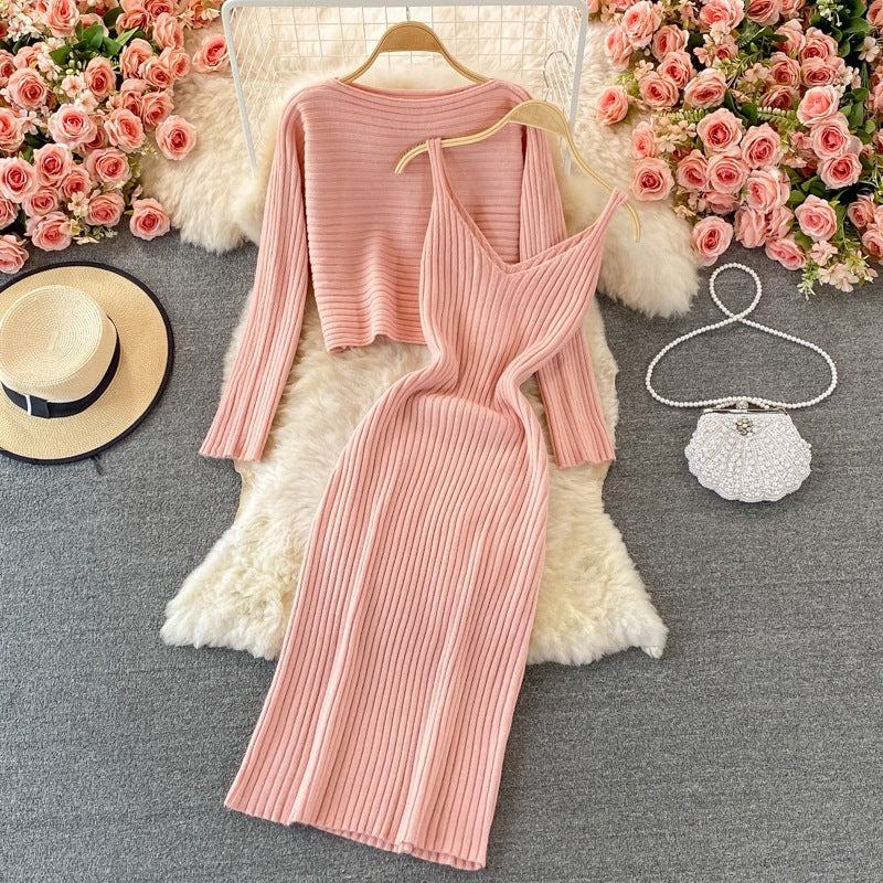 Damen Modisches Strickkleid- und Oberteil-Set Shop Nory