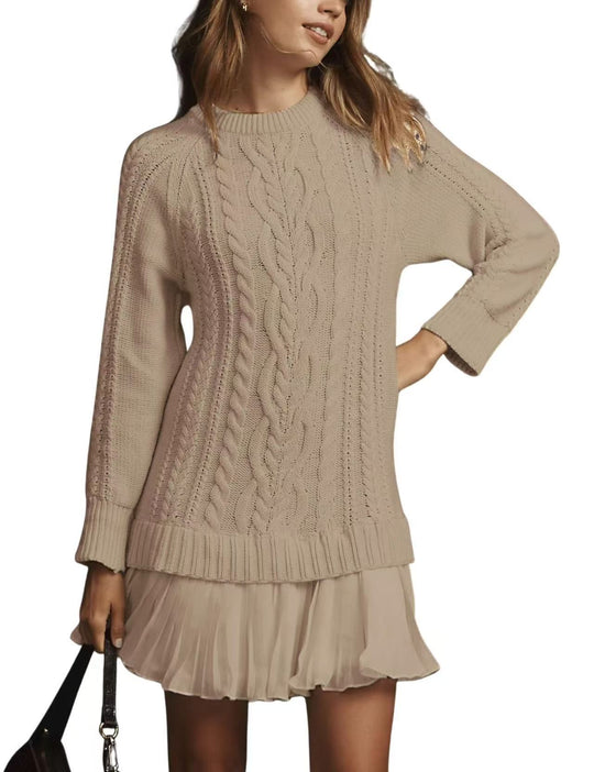 Damen nan Kabelstrick-Pullover mit Tunika-Schnitt, Zopfmuster und Rippbündchen Shop Nory