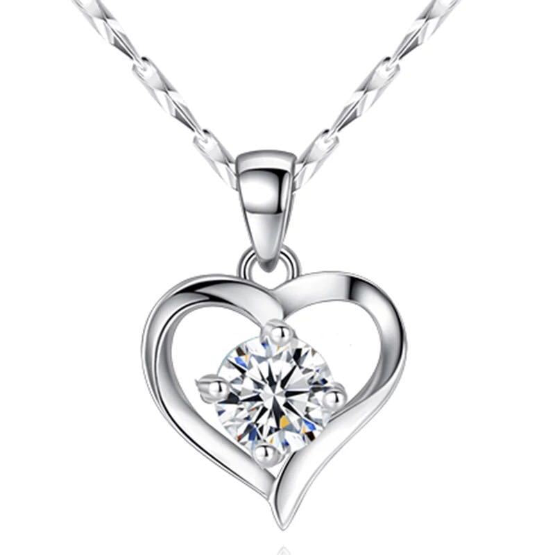 Damen Halskette mit herzförmigem Anhänger und funkelndem Zirkon Shop Nory