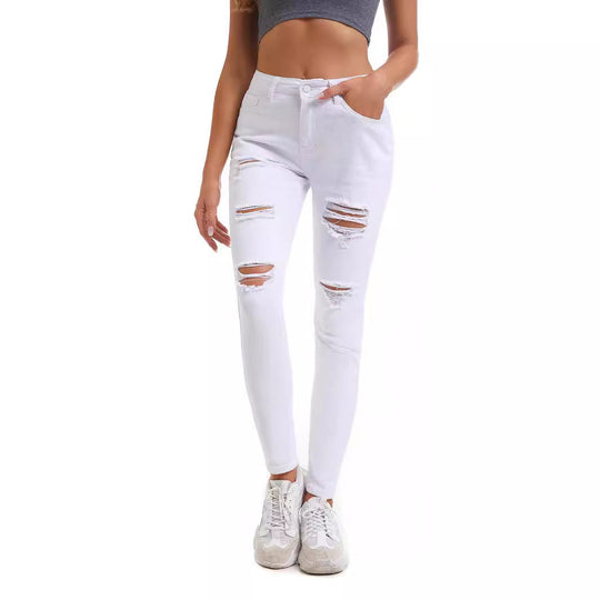 Damen Skinny Jeans mit modischen Rissen