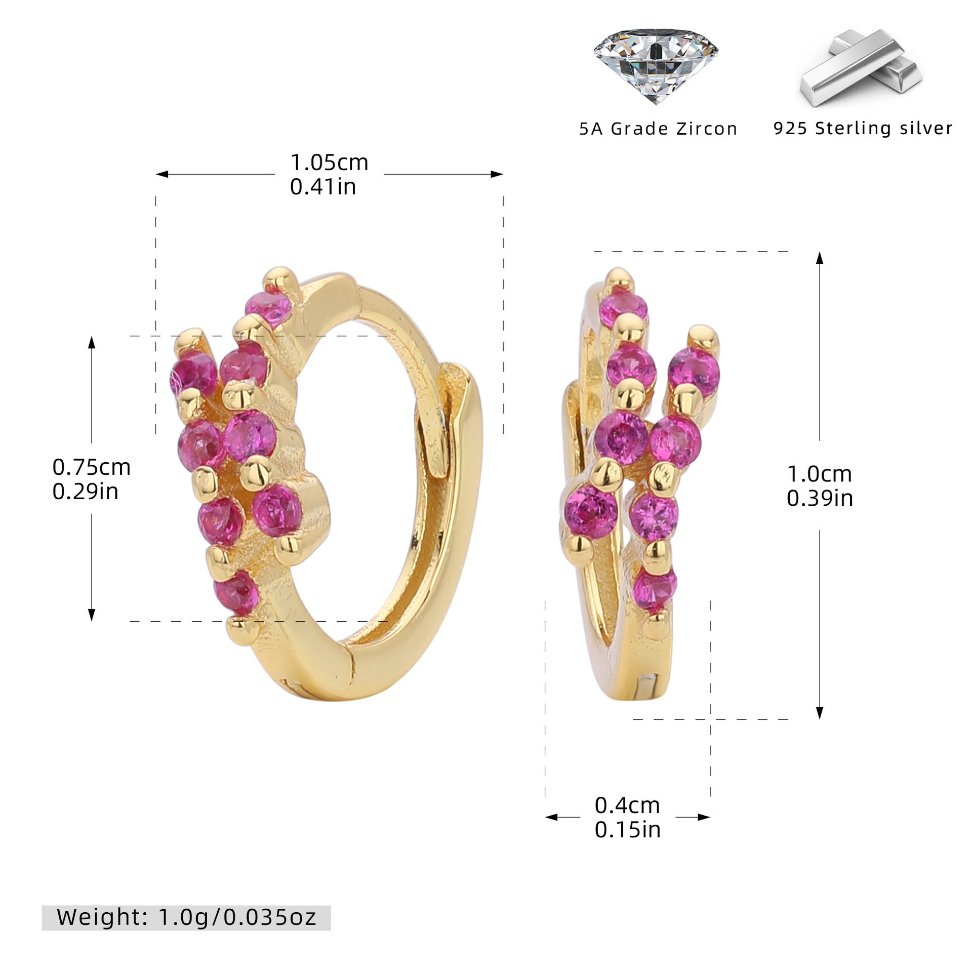 Damen Ohrstecker mit funkelnden Zirkon-Akzenten und hochwertigem 925 Sterling Silber Shop Nory