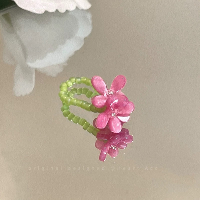 Damen Ring mit floralen Details aus natürlichem Rosenquarz Shop Nory