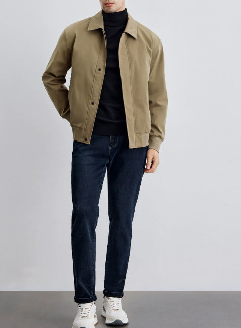 Herren leichte Bomberjacke mit Hemdkragen, verdeckter Druckknopfleiste und elastischen Bündchen Shop Nory