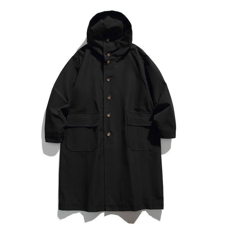 Unisex Langer wasserdichter Oversize-Mantel mit Kapuze und aufgesetzten Pattentaschen Shop Nory