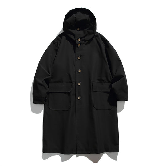 Unisex Langer wasserdichter Oversize-Mantel mit Kapuze und aufgesetzten Pattentaschen Shop Nory