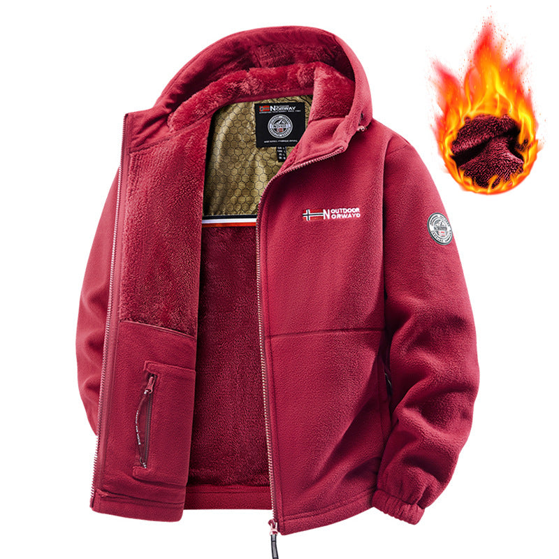 Herren Komfort-Thermojacke im Outdoor-Design mit dickem Teddyfleece und verdeckten Innentaschen Shop Nory