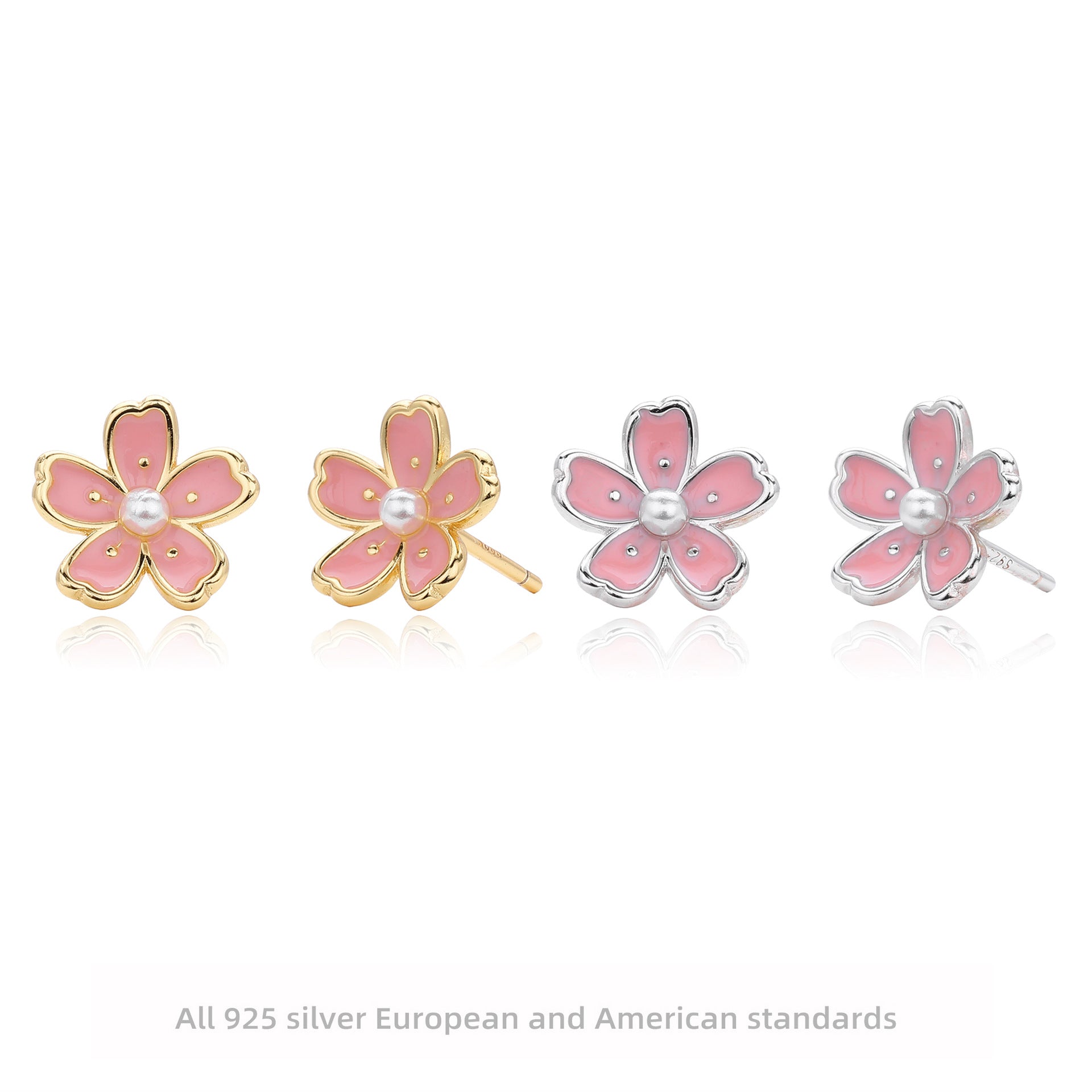 Damen Ohrstecker im floralen Design aus 925 Sterling Silber Shop Nory