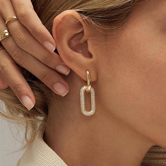 Damen Ohrhänger mit funkelndem Zirkonia und luxuriösem Glieder-Design Shop Nory